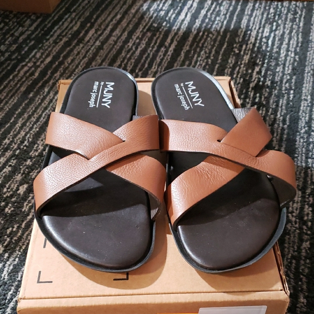 Marc Joseph Brown Leather Sandals